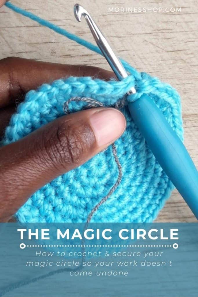 Learn how to crochet and secure the magic circle so it doesn't come undone. An efficient technique, especially when making hats and amigurumi. #MagicCircle #MagicRing #MagicLoop #CrochetMagicRing #CrochetBasics
