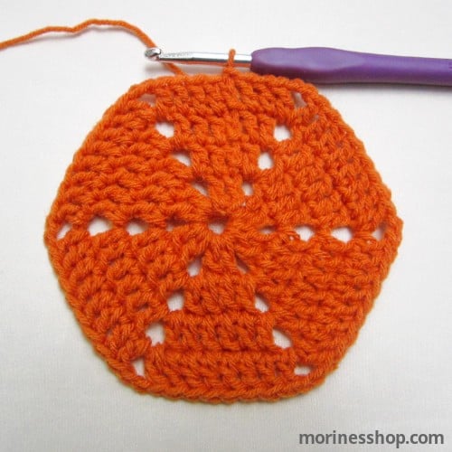 Completed round 4 of crochet hexagon