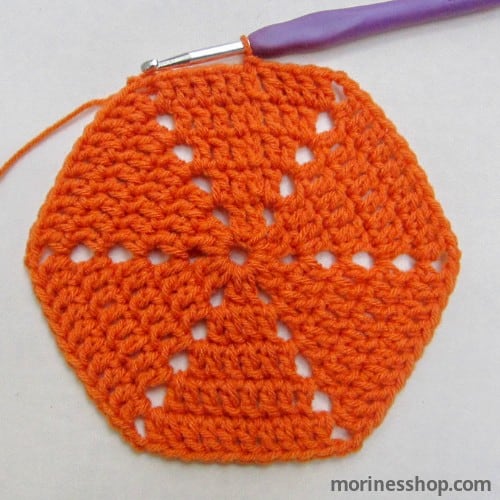 Completed round 5 of crochet hexagon
