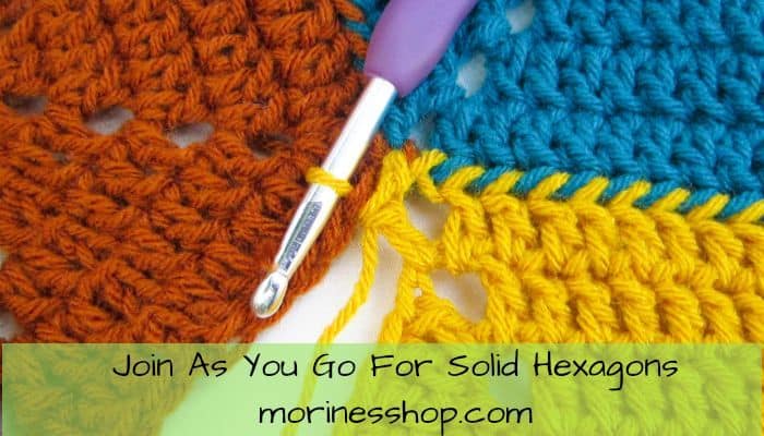 Learn how to crochet join hexagons as you go using the pull through loop method with these simple, easy to follow instructions with picture tutorials #CrochetHexagon #JoinAsYouGo #CrochetJoin #CrochetTutorial #CrochetTips