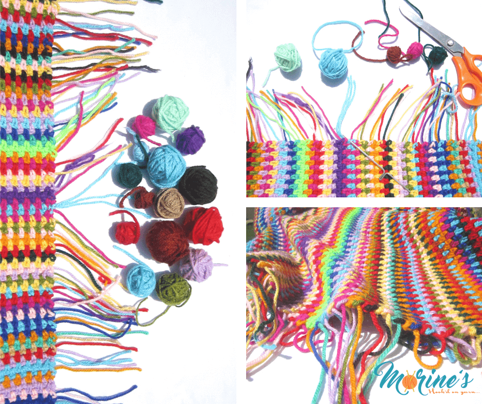 Adding fringe to your Moss Stitch Crochet Blanket