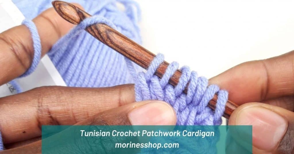 Make this unique Tunisian crochet Patchwork Cardigan using easy Tunisian crochet stitch patterns and tutorials with video links!