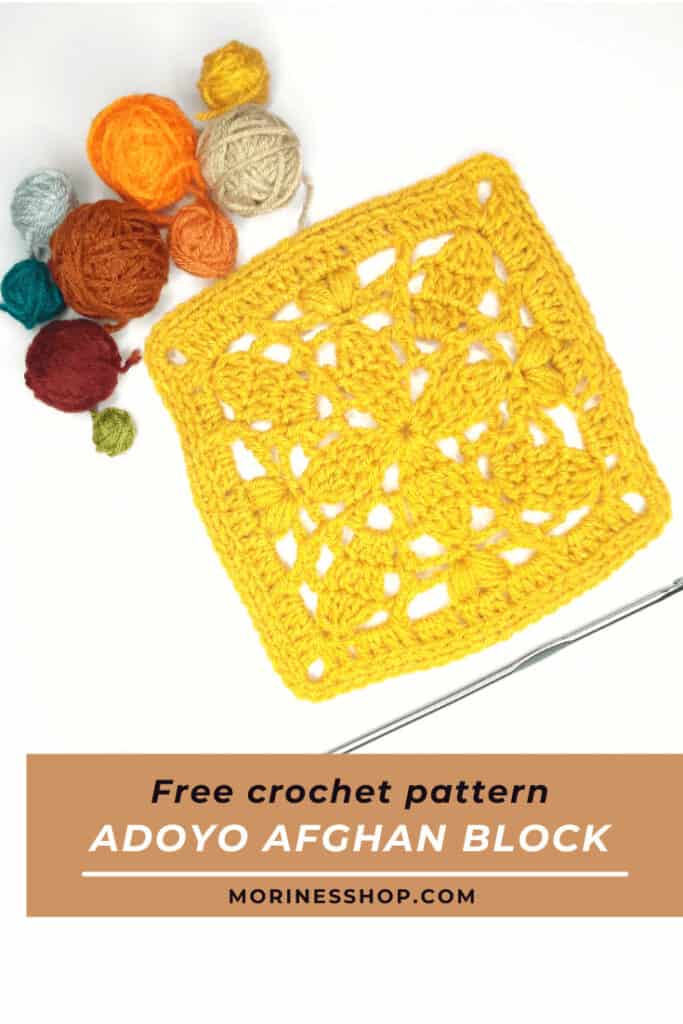 The Adoyo Crochet Afghan Block uses simple beginner crochet stitches and techniques to create a unique, textured crochet square.