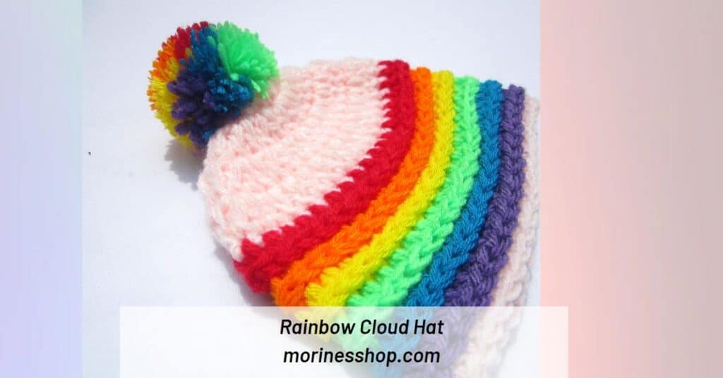 The Rainbow Cloud Hat is an easy crochet preemie hat pattern that comes in 3 newborn sizes for babies ranging from 1lbs to 8lbs. It's named for the reminder of God's love and faithfulness during stormy times.
