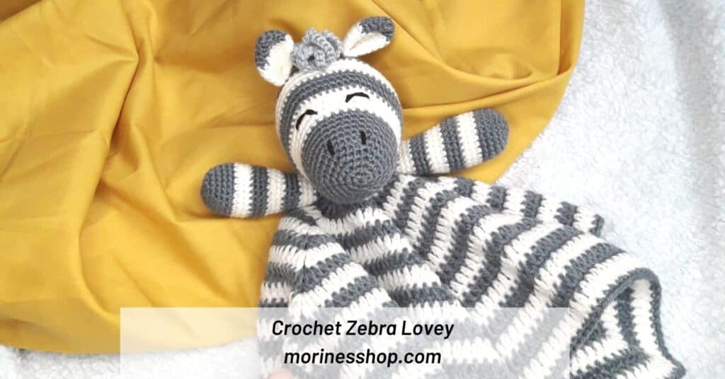 This Crochet Zebra Lovey is a delightful make using fingering weight yarn which makes for a light, airy and detailed toy for babies.