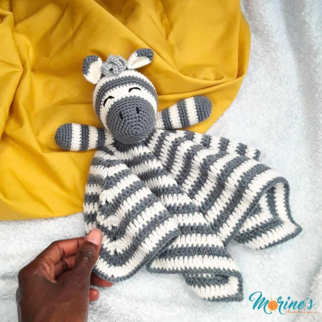 This Crochet Zebra Lovey is a delightful make using fingering weight yarn which makes for a light, airy and detailed toy for babies.