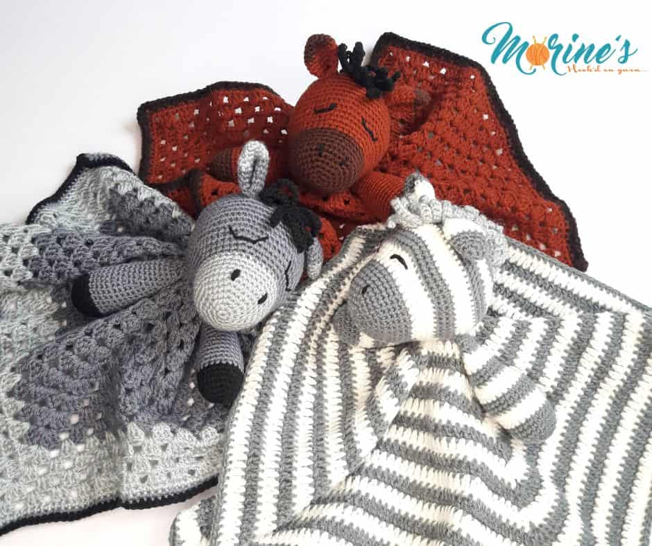 Crochet Donkey, Zebra and Horse Lovey patterns