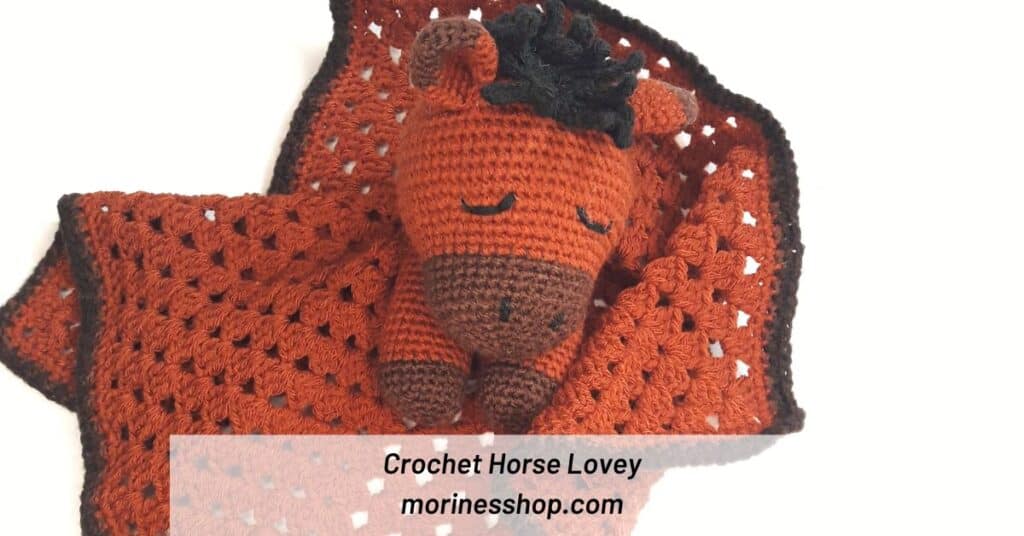 This Crochet Horse Lovey is an adorable make using fingering weight yarn which makes for a light, airy and detailed toy for babies.