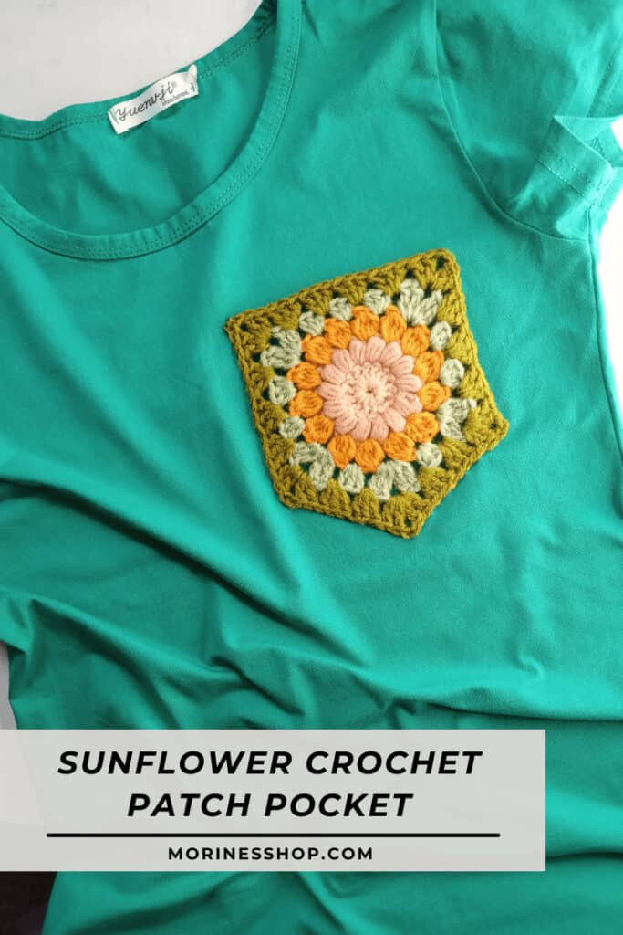 Make a patch pocket with this simple Sunflower Crochet Pocket pattern to spruce up your garments, as an accessory or even to hide stains!